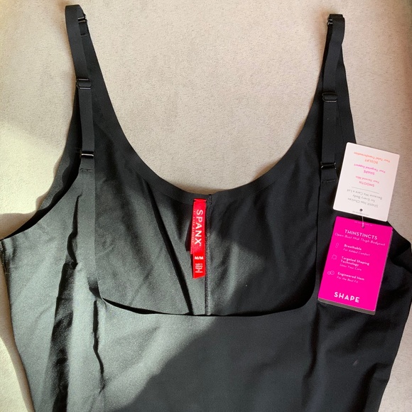 Spanx Bodysuit Open Bust Mid Thigh Ladies Medium in Very Black Shapewear - Picture 8 of 16